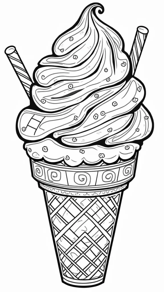 Páginas para colorear de helados PDF